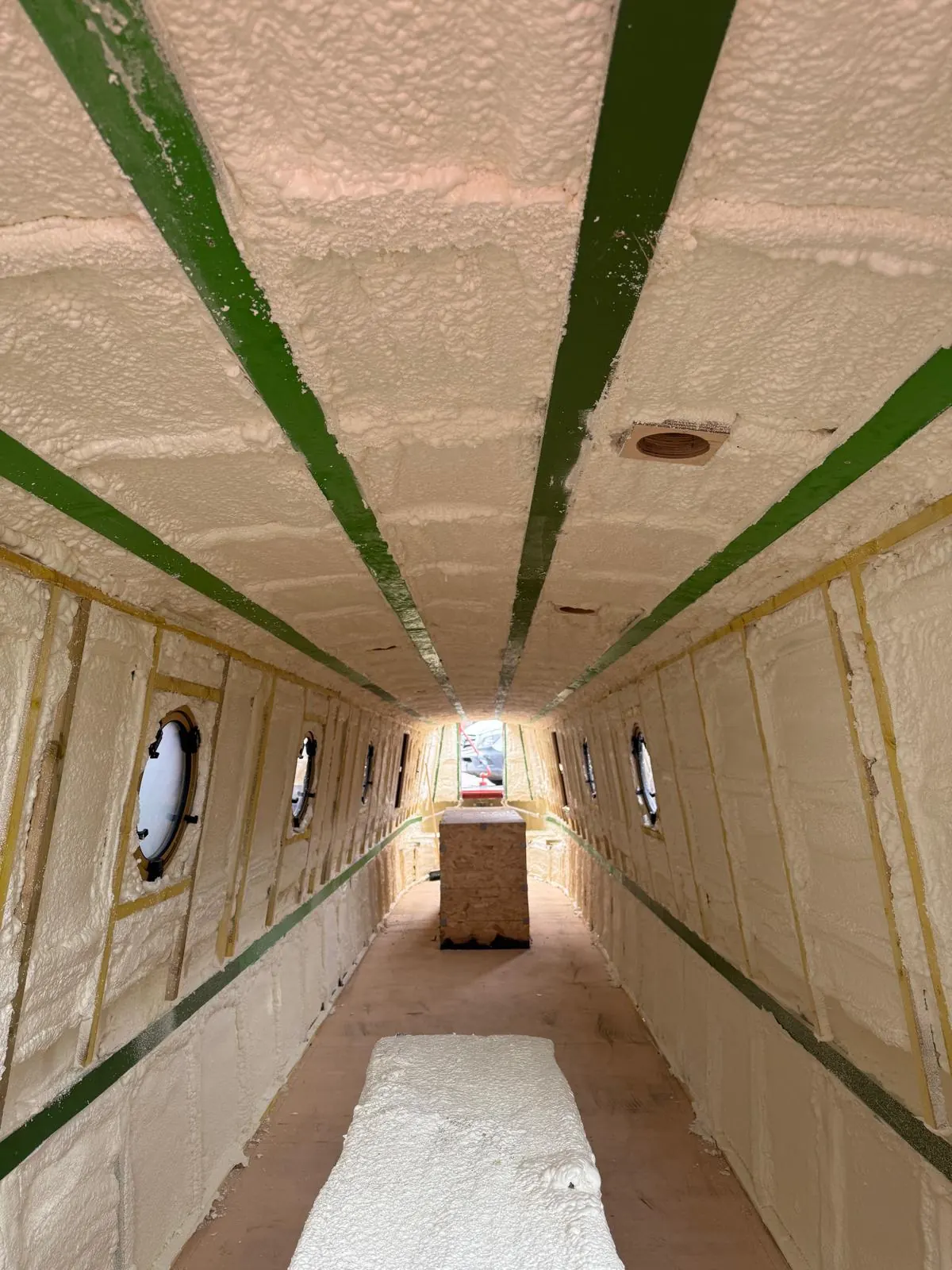 Spray foam insulation applied to marine structures — real Duratite Group project
