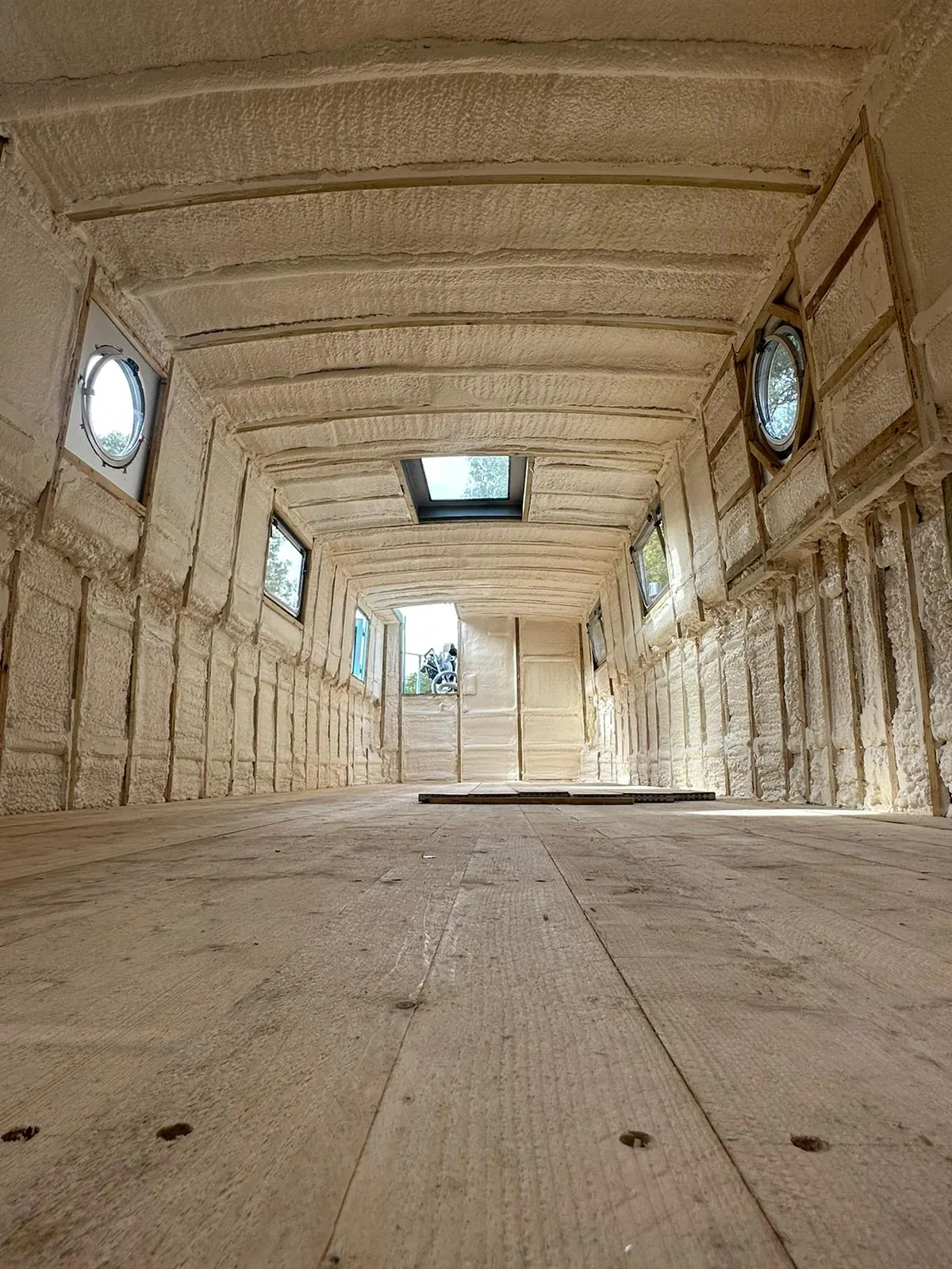 Spray foam insulation applied to marine structures — real Duratite Group project