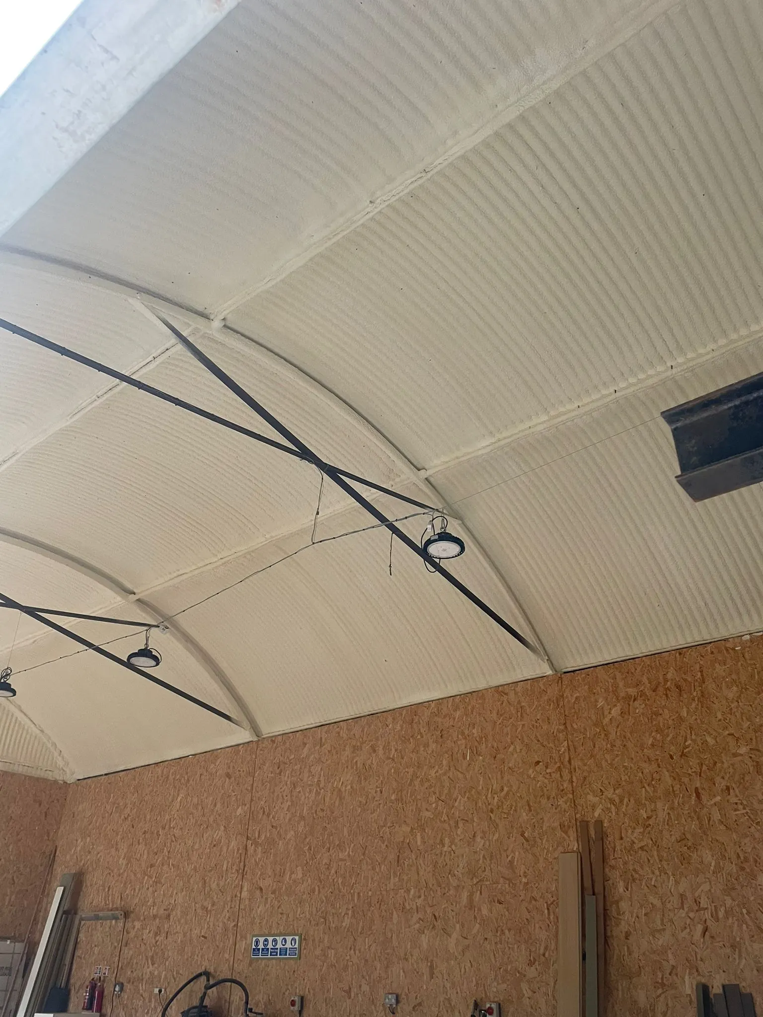 Spray foam insulation applied to grain stores — real Duratite Group project