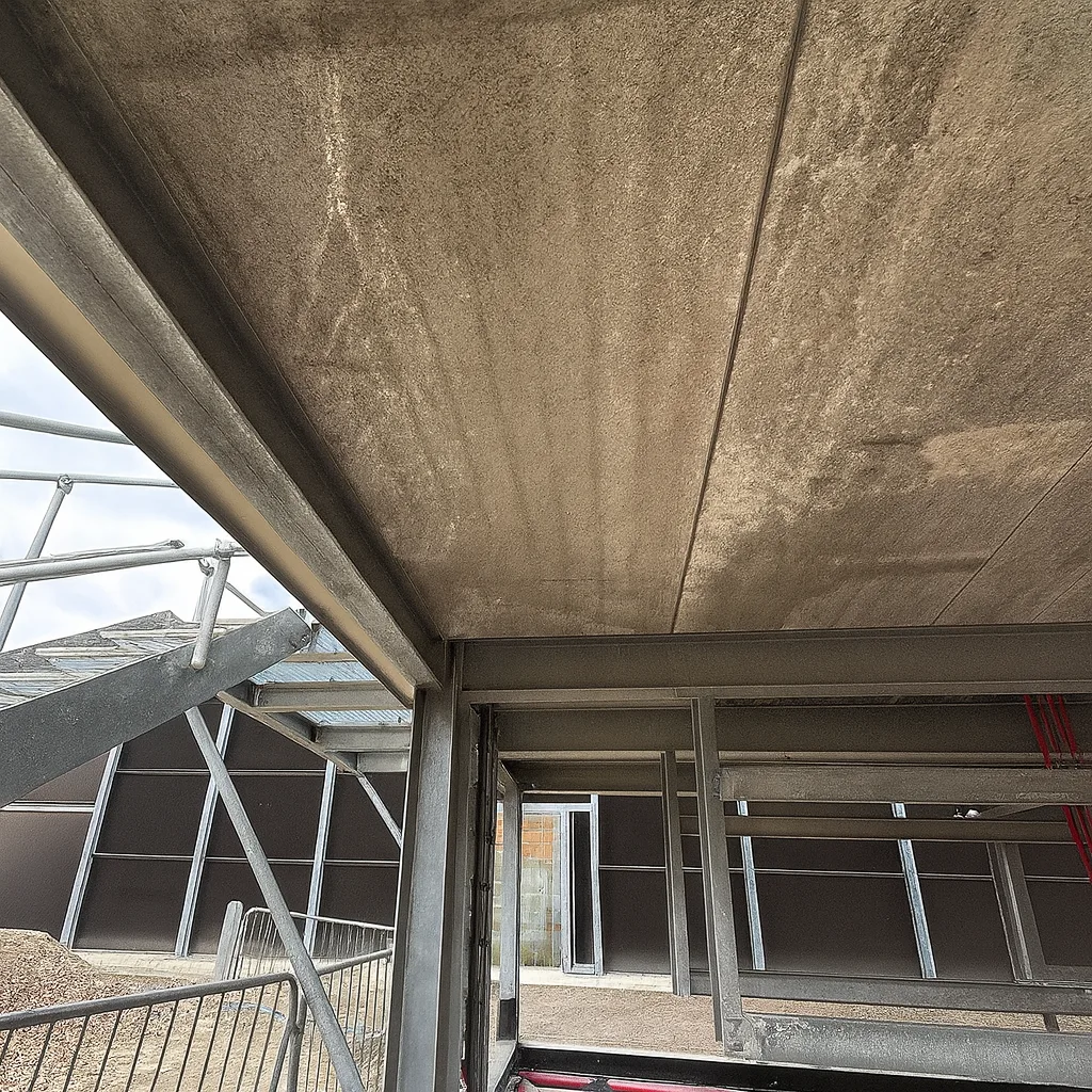 The concrete soffit and access conditions before work at Pondswick substation.