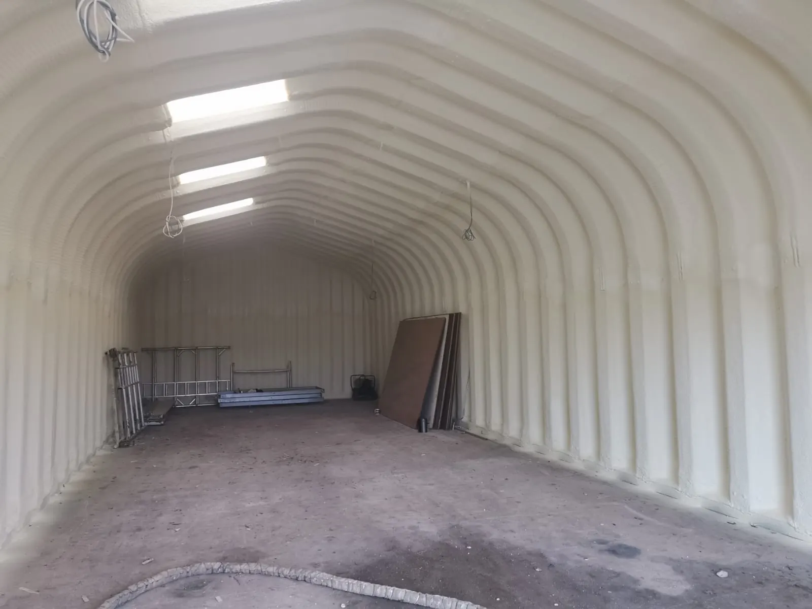 Spray foam insulation applied to grain stores — real Duratite Group project