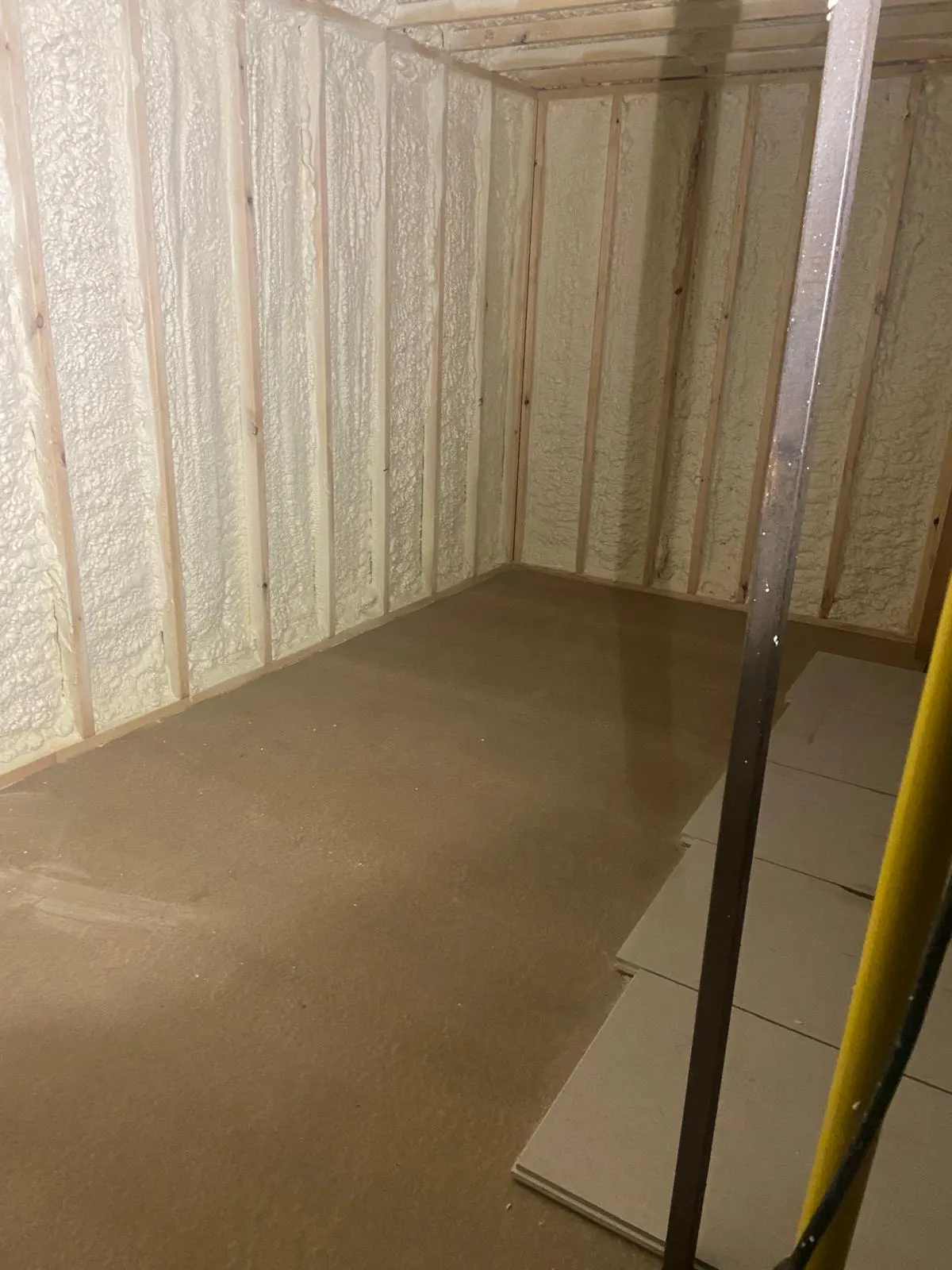 Spray foam insulation applied to modular buildings — real Duratite Group project