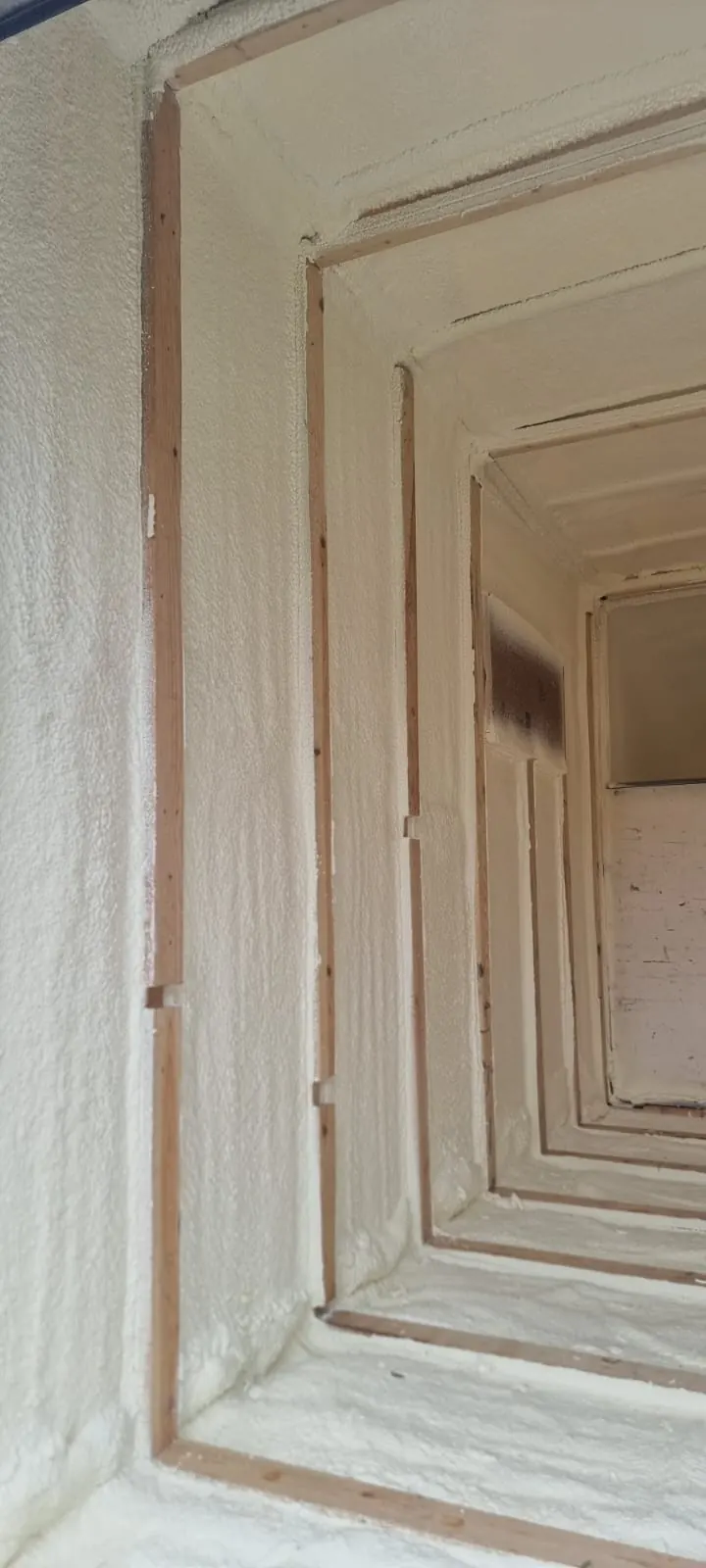 Spray foam insulation applied to modular buildings — real Duratite Group project
