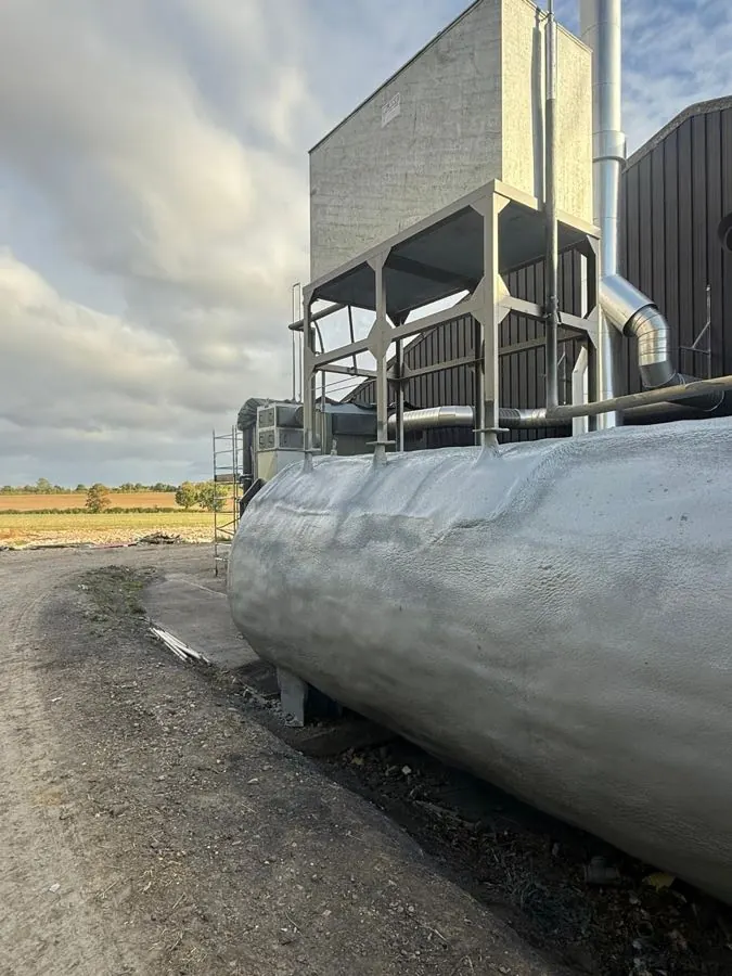 Spray foam insulation applied to tanks and vessels — real Duratite Group project